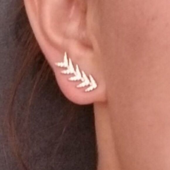 Gold over Sterling  Arrow Ear Climber Earrings - Picture 5 of 11